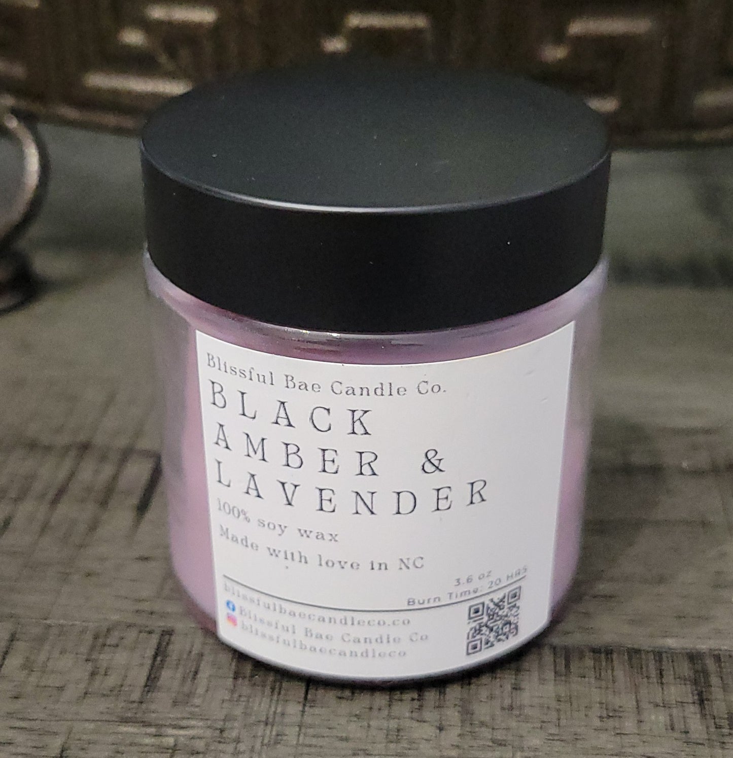 Black Amber & Lavender Soy Candle